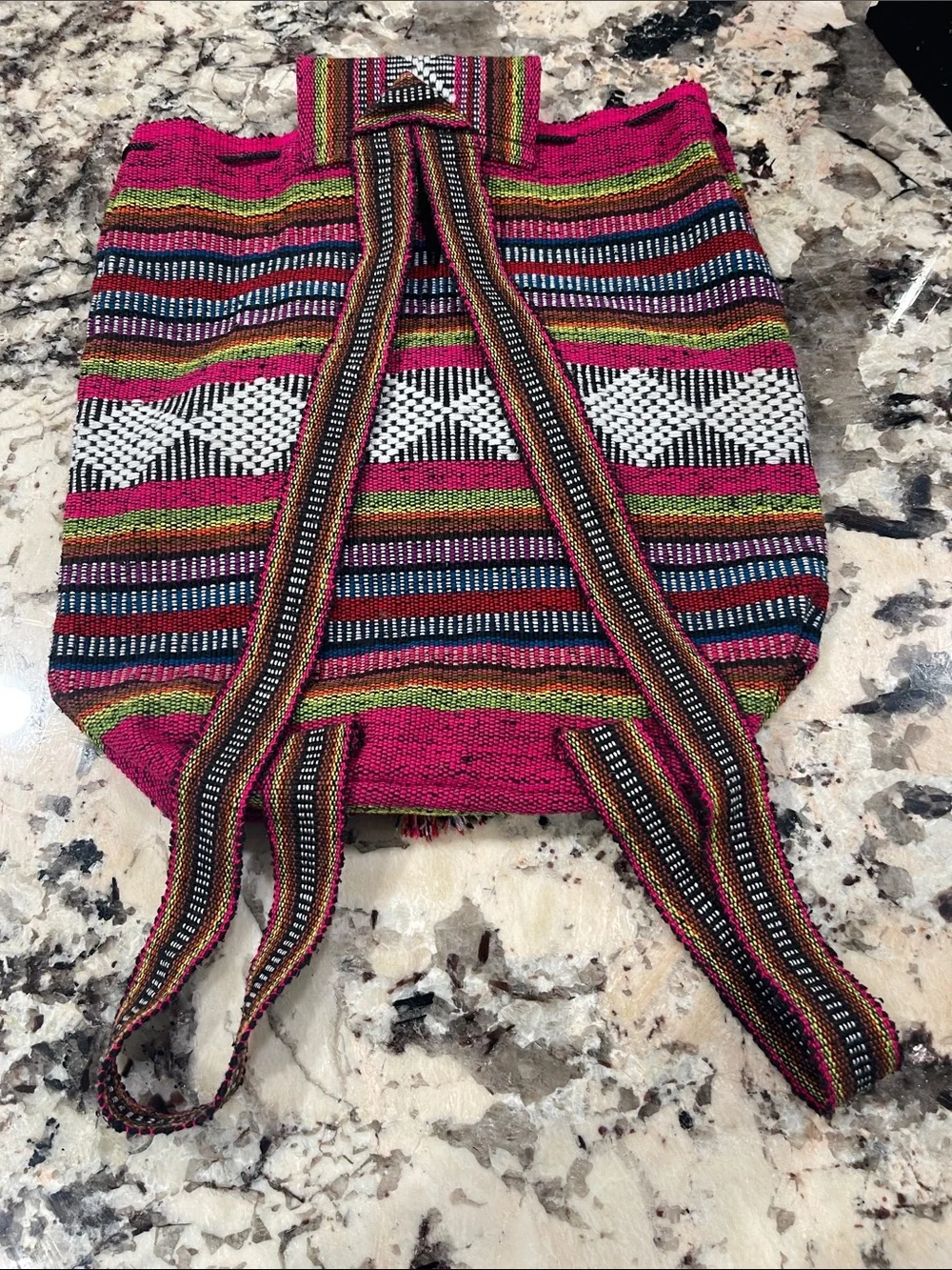 Boho Multicolor Woven Tote Bag - Pink Striped Shoulder Bag